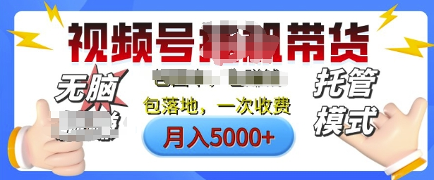 视频号挂J橱窗带货，纯托管模式，月入5000+，无需剪辑，无需选品，有账号即可托管