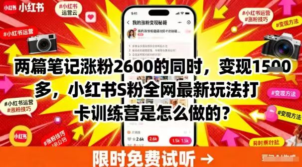 两篇笔记涨粉2600的同时，变现1500+，小红书S粉全网最新玩法