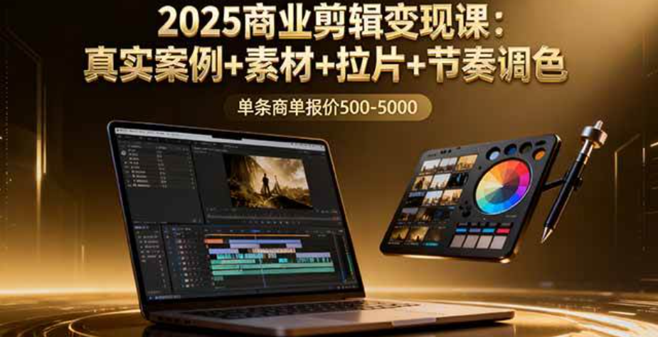 2025商业剪辑变现课：真实案例+素材+拉片+节奏调色，单条商单报价500~5000