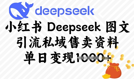 小红书DEEPSEEK 图文引流私域售卖资料，单日变现1000+