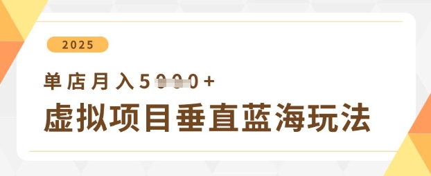 虚拟项目垂直玩法，实现单店月入5000+