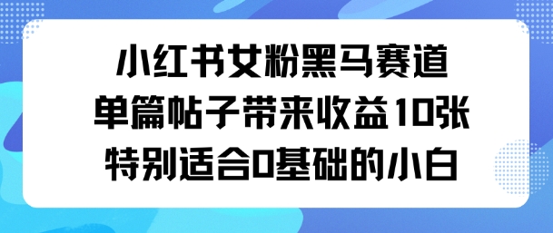 小红书女粉黑马赛道单篇帖子带来收益1000+特别适合0基础的小白