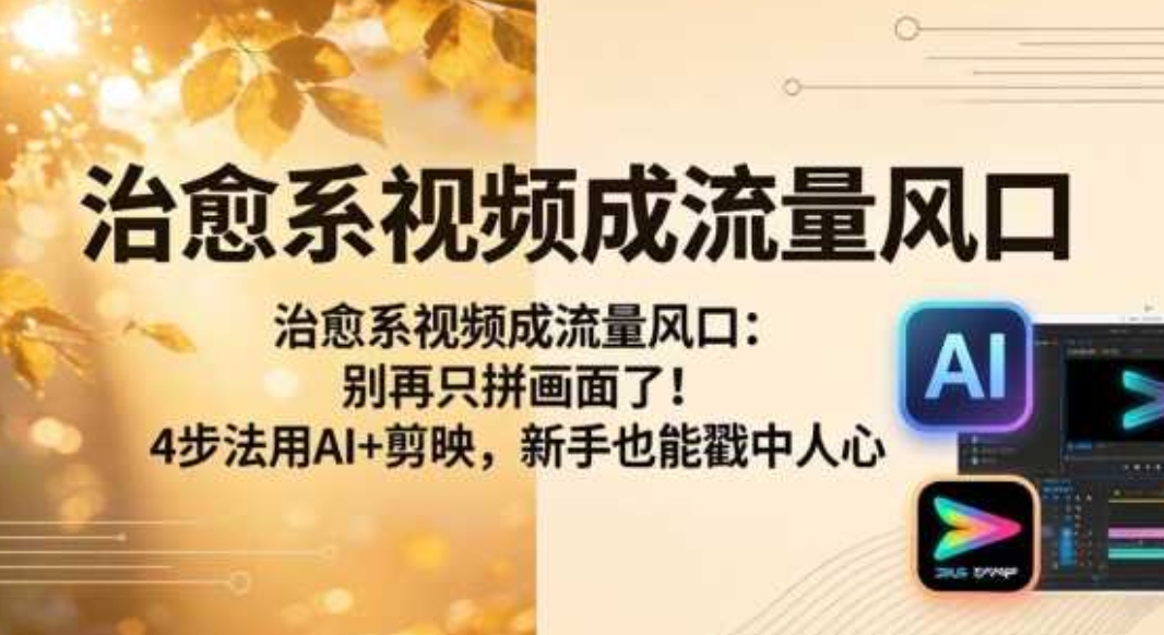 治愈系视频成流量风口：别再只拼画面了！4步法用AI+剪映，新手也能戳中人心
