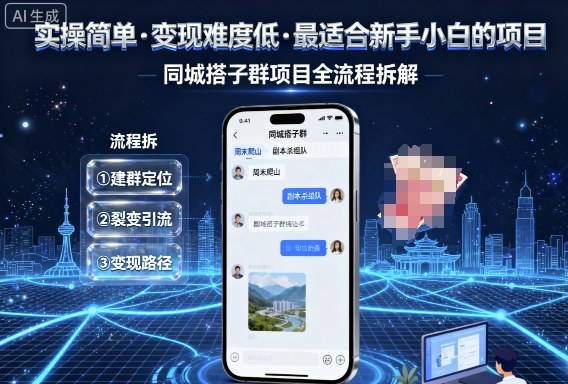 实操简单，变现难度低，最适合新手小白做的项目，每天轻松收入300+，同城搭子群项目全流程拆解
