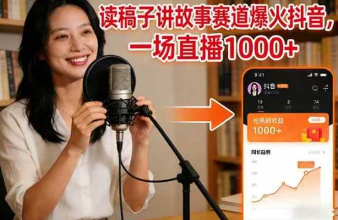 读稿子讲故事赛道爆火抖音，一场直播日入1000+