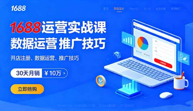 1688运营实战课：开店注册、数据运营、推广技巧，30天月销破10万+