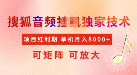 全网首发搜狐音频挂JI独家技术，项目红利期，可矩阵可放大，稳定月入8000+