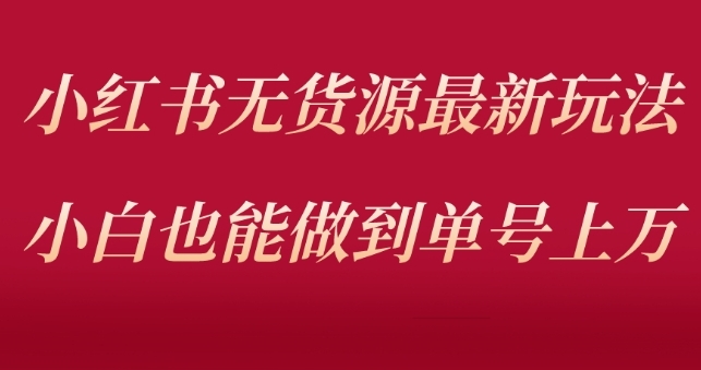 小红书无货源最新螺旋起号玩法，电商小白也能做到单号上万（收费3980）