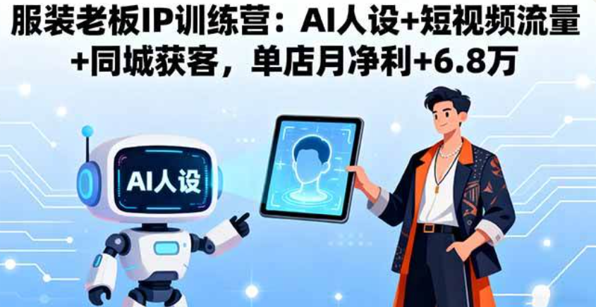 服装老板IP训练营：AI人设+短视频流量+同城获客，单店月净利+6.8万