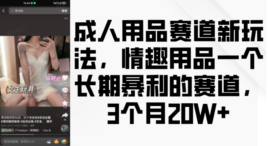 成人用品赛道新玩法，情趣用品一个长期暴利的赛道，3个月20W+