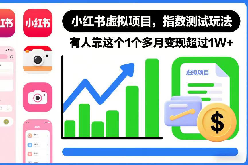 小红书虚拟项目，指数测试玩法，有人靠这个1个多月变现超过1W+