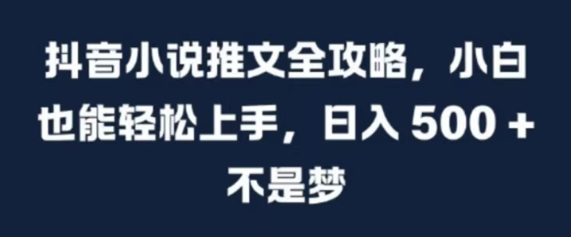 抖音小说推文全攻略，小白也能轻松上手，日入 500+ 不是梦