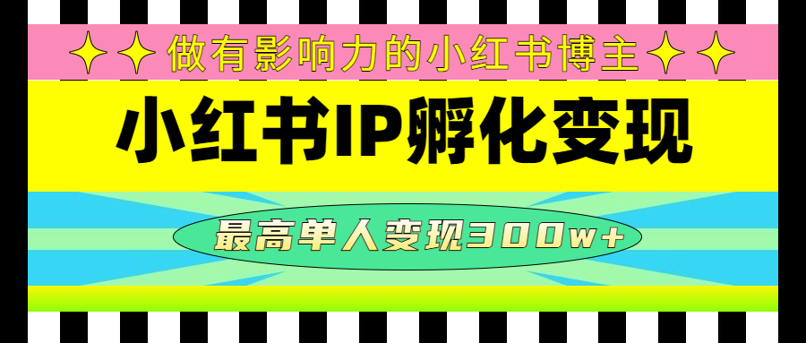 某收费培训-小红书IP孵化变现：做有影响力的小红书博主，最高单人变现300W