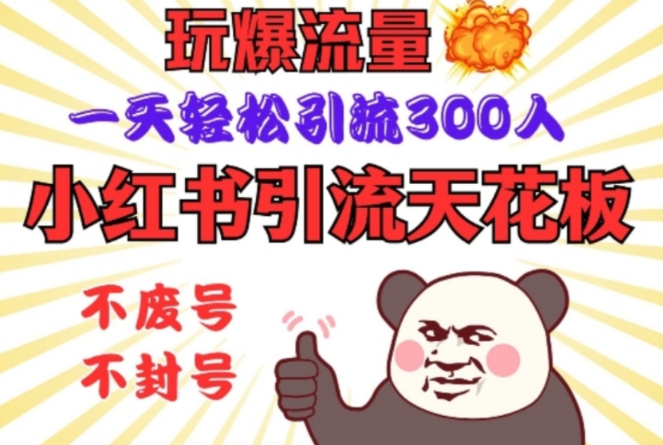 小红书引流天花板，玩爆流量，一天轻松引流300人，安全操作