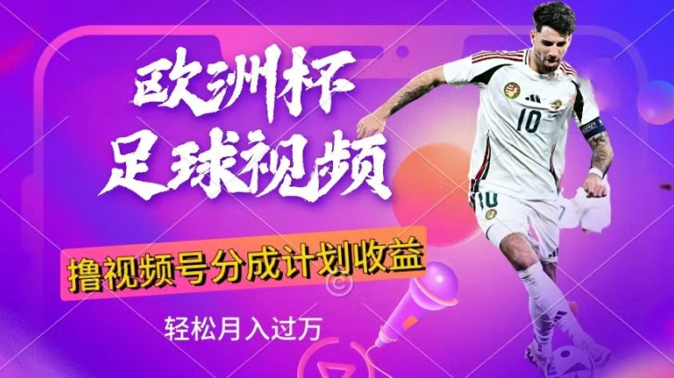 利用欧洲杯足球视频，撸分成计划收益，每天只需一个小时，保底月入过W，新手小白轻松上手