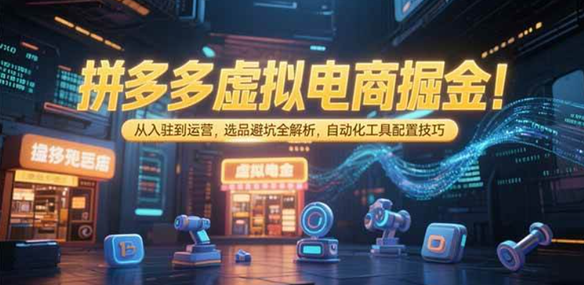 拼多多虚拟电商掘金，从入驻到运营，选品避坑全解析，自动化工具配置技巧