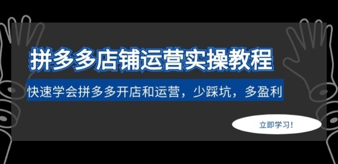 拼多多店铺运营实操教程：快速学会拼多多开店和运营，少踩坑，多盈利