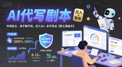 AI代写剧本，市场巨大，单子做不完，日入1000+ 永不失业【附工具指令】