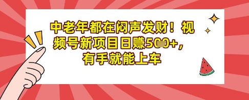 中老年都在闷声发财，视频号新项目日入500+，有手就能上车