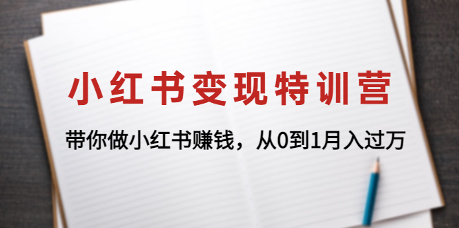 小红书变现特训营：带你做小红书赚钱，从0到1月入过万