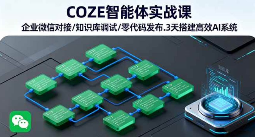 COZE智能体实战课，企业微信对接/知识库调试/零代码发布，3天搭建高效AI系统