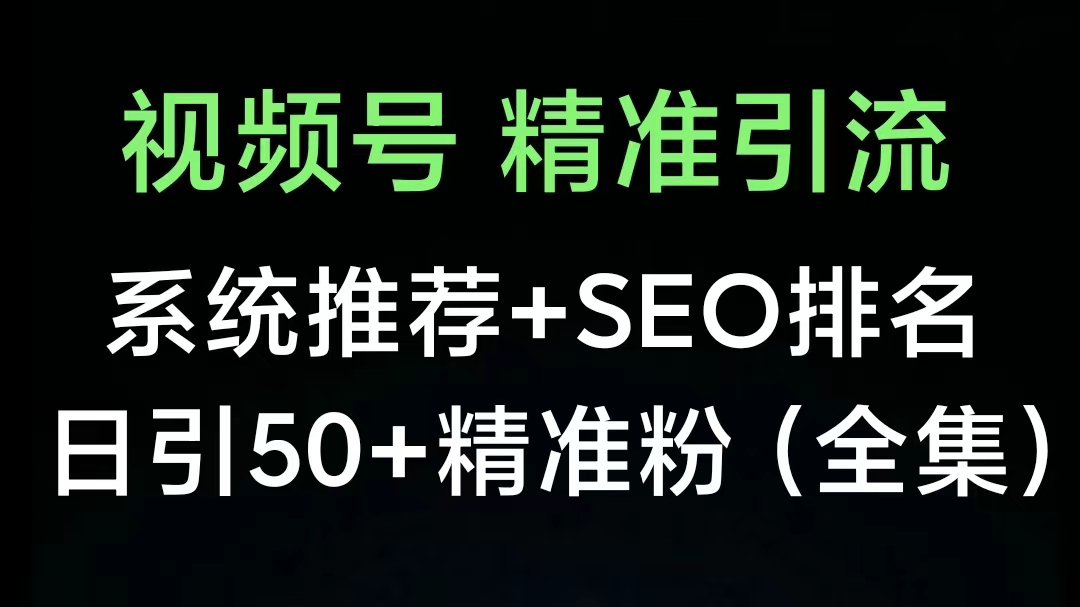 视频号精准引流课程：系统推荐+SEO排名日引50+精准粉（全集）