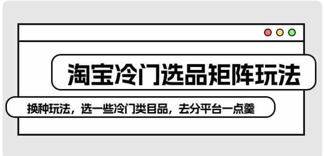 淘宝冷门选品矩阵玩法：换种玩法，选一些冷门类目品，去分平台一点羹