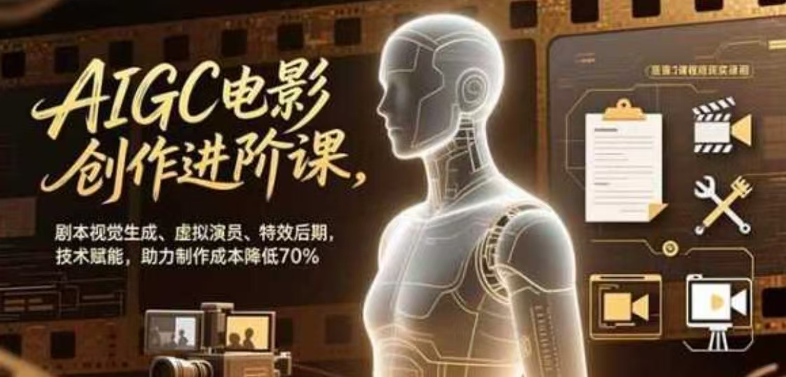 AIGC电影创作进阶课，剧本视觉生成、虚拟演员、特效后期，技术赋能，助力制作成本降低70%