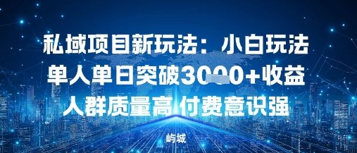 私域项目新玩法：小白玩法单人单日突破1000+收益人群质量高付费意识强
