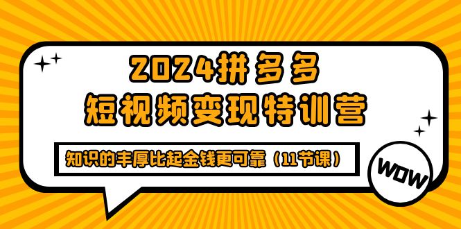 2024拼多多短视频变现特训营，知识的丰厚比起金钱更可靠（11节课