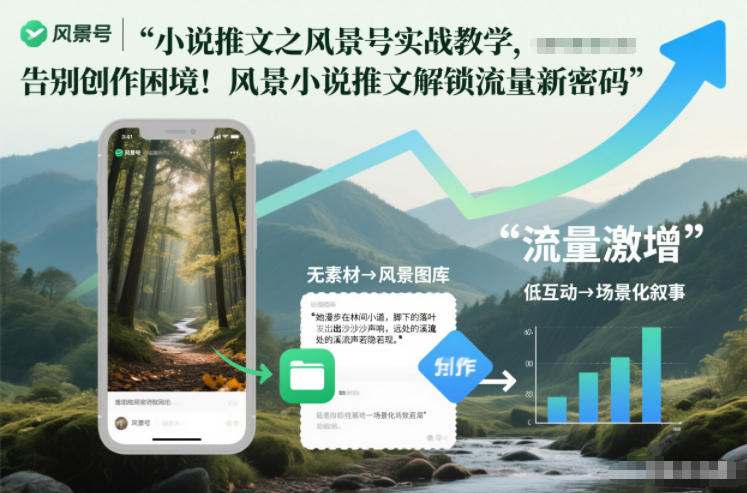 小说推文之风景号实战教学，告别创作困境！风景小说推文解锁流量新密码