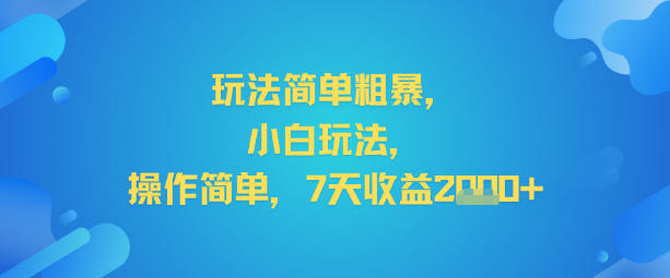 玩法简单粗暴，小白玩法，操作简单，7天收益2000+