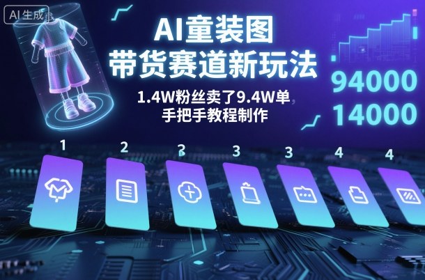 AI童装图文带货赛道新玩法，1.4W粉丝卖了9.4W单，手把手教程制作