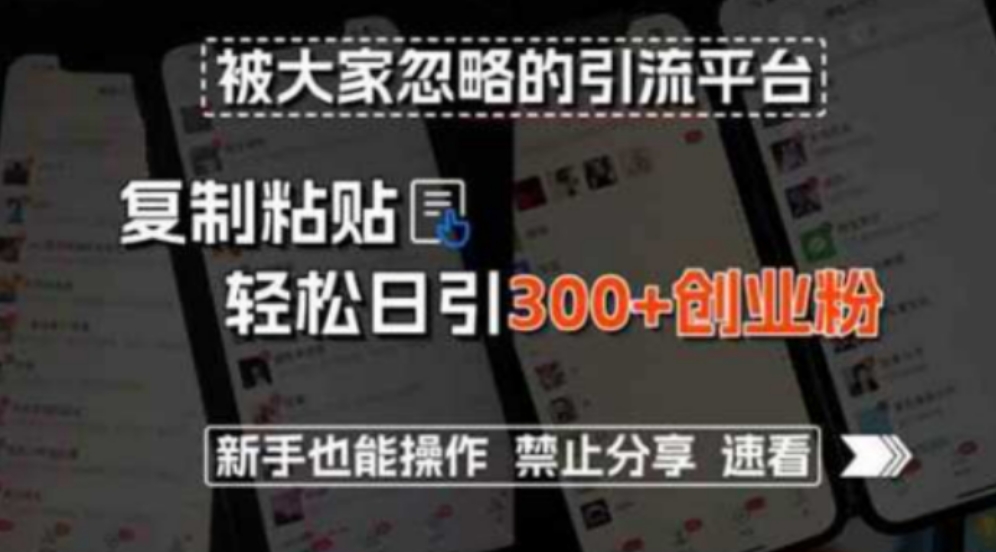 被大家忽略的引流平台，复制粘贴轻松日引300+创业粉，新手也能操作
