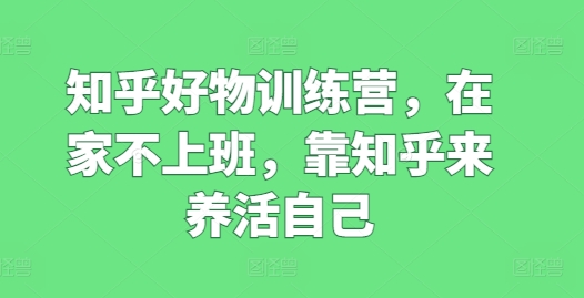 知乎好物特训营，在家不上班，靠知乎变现来养活自己（16节）