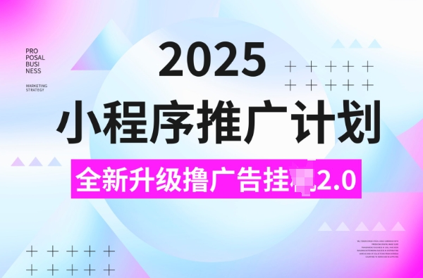 2025小程序推广计划，撸广告挂JI3.0玩法，日均500+