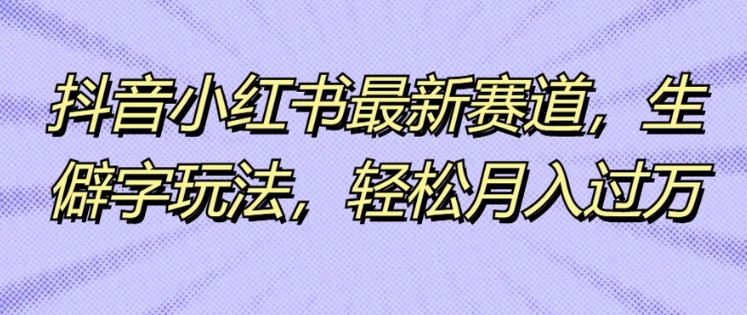 抖音小红书最新赛道，生僻字玩法，轻松月入过万