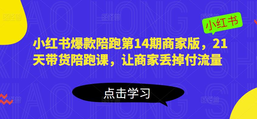 小红书爆款陪跑第14期商家版，21天带货陪跑课，让商家丢掉付流