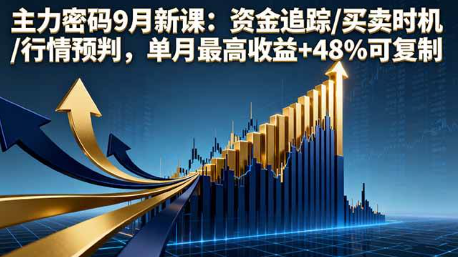 主力密码9月新课：资金追踪/买卖时机/行情预判，单月最高收益+48%可复制