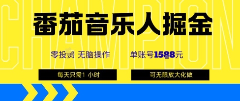 番茄音乐人掘金，单账号最高可撸1000+，可无限矩阵去做，零投入