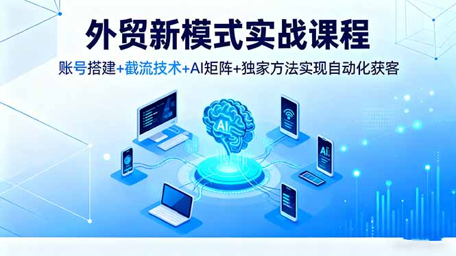 外贸新模式实战课程：凭账号搭建 + 截流技术 + AI 矩阵 + 独家方法，达成精准化获客
