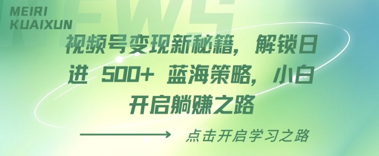 视频号变现新秘籍，解锁日进 5张 蓝海策略，小白开启躺Z之路