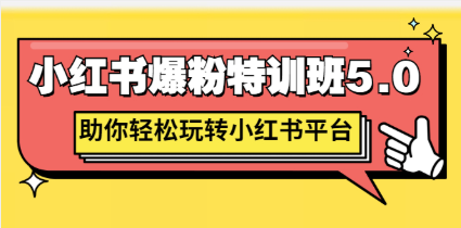 小红书爆粉特训班5.0，助你轻松玩转小红书平台价值1380元