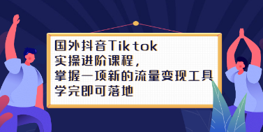 [新媒体运营] 国外某音TIKTOK实操进阶课程，掌握一项新的流量变现工具，学完即可落地