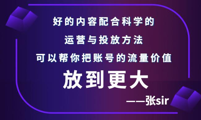 张SIR账号流量增长课，告别海王流量，让你的流量更精准