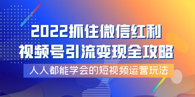 2022抓住微信红利，视频号引流变现全攻略，人人都能学会的短视频运营玩法【无水印】