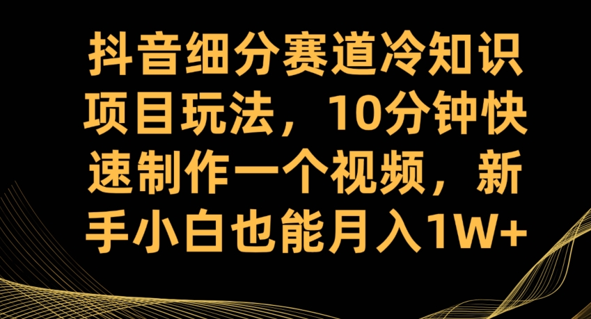 抖音细分赛道冷知识项目玩法，10分钟快速制作一个视频，新手小白也能月入1W+