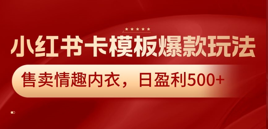 小红书卡模板爆款玩法，售卖情趣内衣，日盈利500+