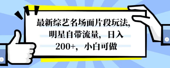 最新综艺名场面片段玩法，明星自带流量，日入200+，小白可做【详细教程】