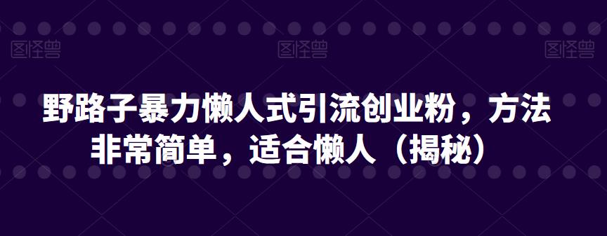 野路子暴力懒人式引流创业粉，方法非常简单，适合懒人（揭秘）